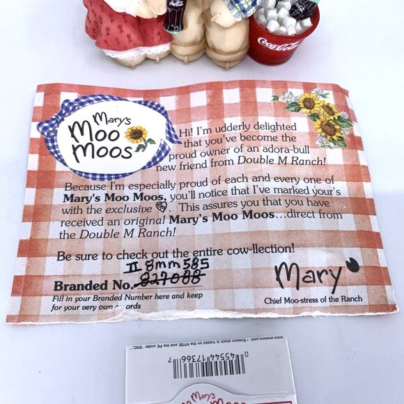 Mary's Moo Moos Coca-Cola “Moo By My Side Is Soda-lightful” Enesco Cow Figurine - Picture 4 of 12
